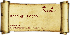 Kerényi Lajos névjegykártya